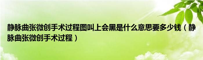 静脉曲张微创手术过程图叫上会黑是什么意思要多少钱（静脉曲张微创手术过程）