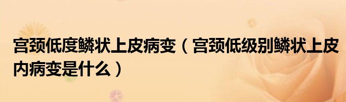 宫颈低度鳞状上皮病变（宫颈低级别鳞状上皮内病变是什么）