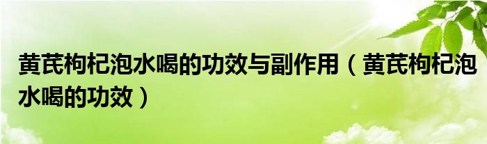 黄芪枸杞泡水喝的功效与副作用（黄芪枸杞泡水喝的功效）