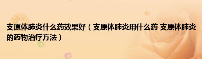 支原体肺炎什么药效果好（支原体肺炎用什么药 支原体肺炎的药物治疗方法）