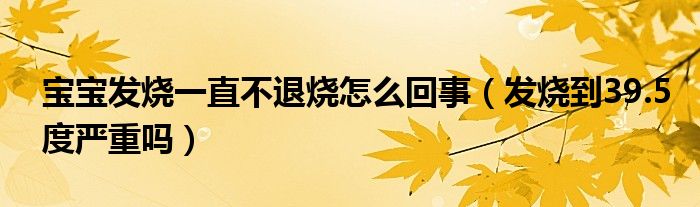 宝宝发烧一直不退烧怎么回事（发烧到39.5度严重吗）