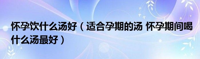 怀孕饮什么汤好（适合孕期的汤 怀孕期间喝什么汤最好）