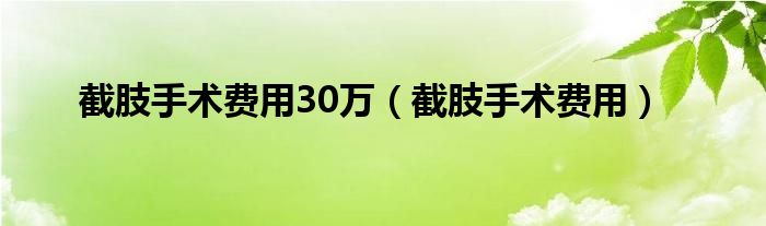 截肢手术费用30万（截肢手术费用）