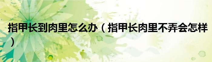 指甲长到肉里怎么办（指甲长肉里不弄会怎样）