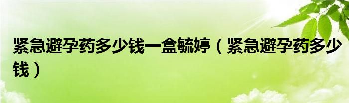 紧急避孕药多少钱一盒毓婷（紧急避孕药多少钱）