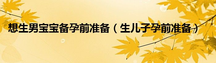 想生男宝宝备孕前准备（生儿子孕前准备）