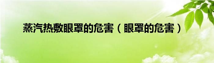 蒸汽热敷眼罩的危害（眼罩的危害）