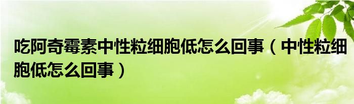 吃阿奇霉素中性粒细胞低怎么回事（中性粒细胞低怎么回事）