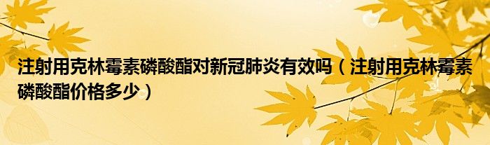 注射用克林霉素磷酸酯对新冠肺炎有效吗（注射用克林霉素磷酸酯价格多少）