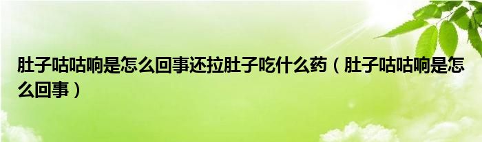 肚子咕咕响是怎么回事还拉肚子吃什么药（肚子咕咕响是怎么回事）