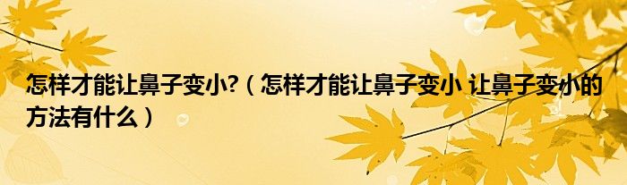 怎样才能让鼻子变小?（怎样才能让鼻子变小 让鼻子变小的方法有什么）