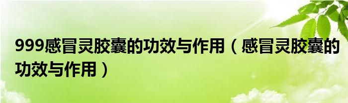 999感冒灵胶囊的功效与作用（感冒灵胶囊的功效与作用）