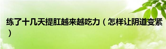 练了十几天提肛越来越吃力（怎样让阴道变紧）