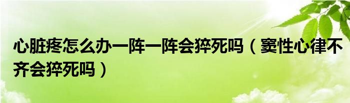 心脏疼怎么办一阵一阵会猝死吗（窦性心律不齐会猝死吗）