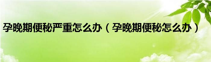 孕晚期便秘严重怎么办（孕晚期便秘怎么办）