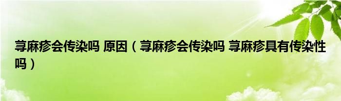 荨麻疹会传染吗 原因（荨麻疹会传染吗 荨麻疹具有传染性吗）