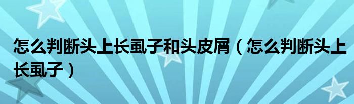 怎么判断头上长虱子和头皮屑（怎么判断头上长虱子）