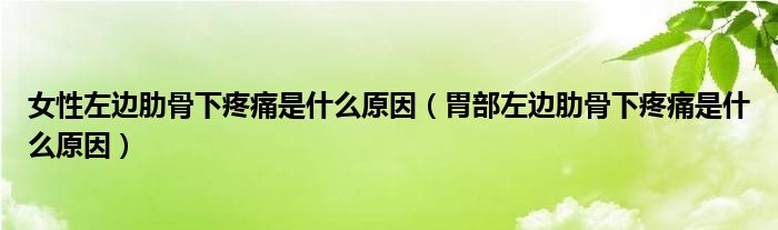 女性左边肋骨下疼痛是什么原因（胃部左边肋骨下疼痛是什么原因）