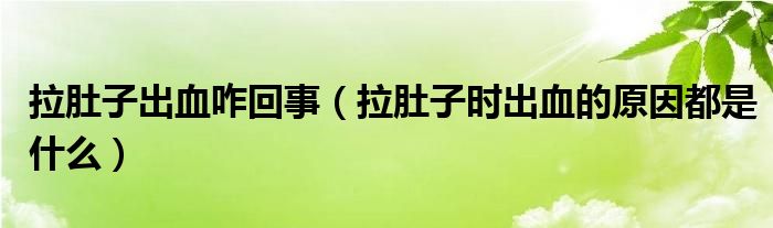 拉肚子出血咋回事（拉肚子时出血的原因都是什么）