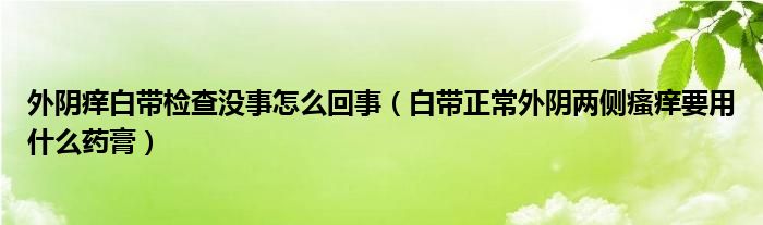 外阴痒白带检查没事怎么回事（白带正常外阴两侧瘙痒要用什么药膏）