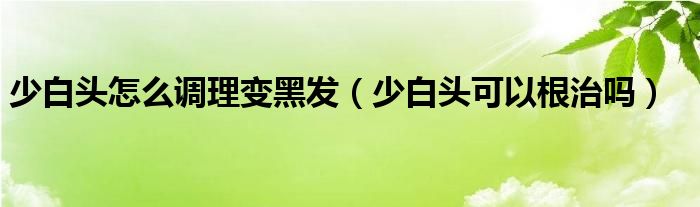 少白头怎么调理变黑发（少白头可以根治吗）