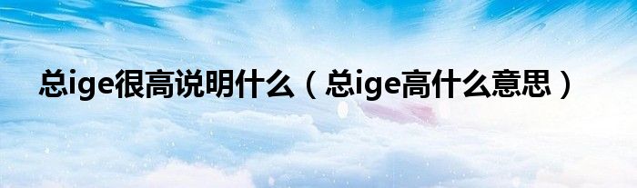 总ige很高说明什么（总ige高什么意思）