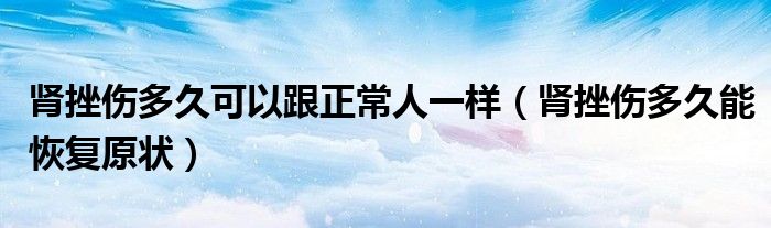 肾挫伤多久可以跟正常人一样（肾挫伤多久能恢复原状）