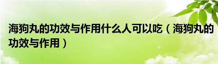 海狗丸的功效与作用什么人可以吃（海狗丸的功效与作用）