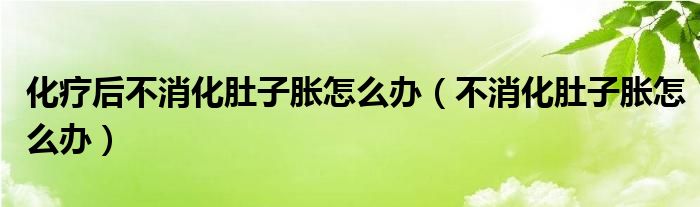 化疗后不消化肚子胀怎么办（不消化肚子胀怎么办）