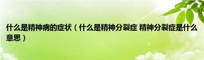 什么是精神病的症状（什么是精神分裂症 精神分裂症是什么意思）