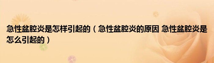 急性盆腔炎是怎样引起的（急性盆腔炎的原因 急性盆腔炎是怎么引起的）