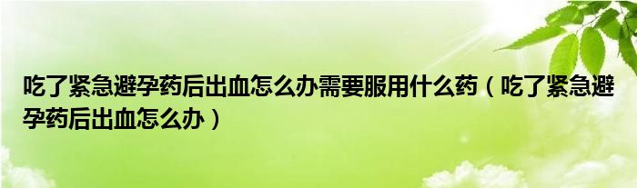 吃了紧急避孕药后出血怎么办需要服用什么药（吃了紧急避孕药后出血怎么办）