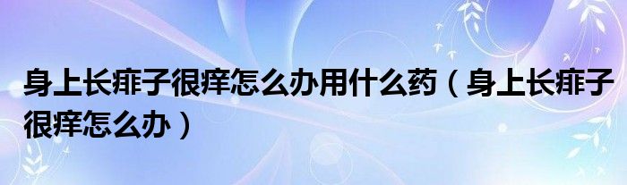 身上长痱子很痒怎么办用什么药（身上长痱子很痒怎么办）