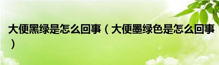 大便黑绿是怎么回事（大便墨绿色是怎么回事）