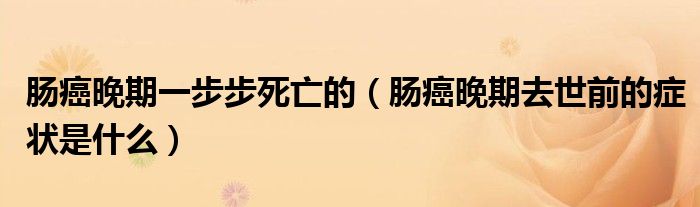 肠癌晚期一步步死亡的（肠癌晚期去世前的症状是什么）