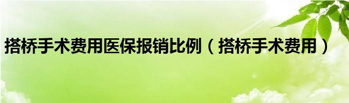 搭桥手术费用医保报销比例（搭桥手术费用）