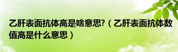 乙肝表面抗体高是啥意思?（乙肝表面抗体数值高是什么意思）