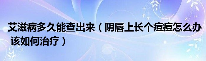 艾滋病多久能查出来（阴唇上长个痘痘怎么办 该如何治疗）