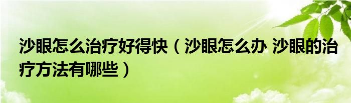 沙眼怎么治疗好得快（沙眼怎么办 沙眼的治疗方法有哪些）