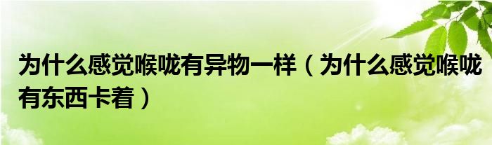 为什么感觉喉咙有异物一样（为什么感觉喉咙有东西卡着）