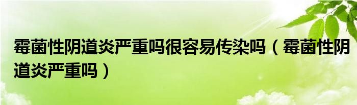 霉菌性阴道炎严重吗很容易传染吗（霉菌性阴道炎严重吗）