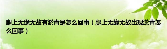 腿上无缘无故有淤青是怎么回事（腿上无缘无故出现淤青怎么回事）