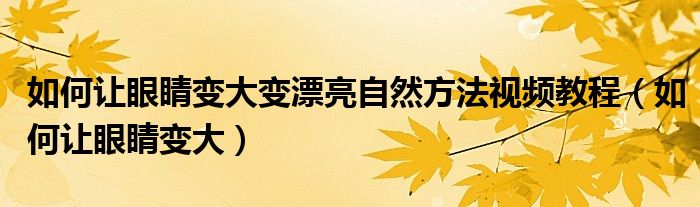 如何让眼睛变大变漂亮自然方法视频教程（如何让眼睛变大）