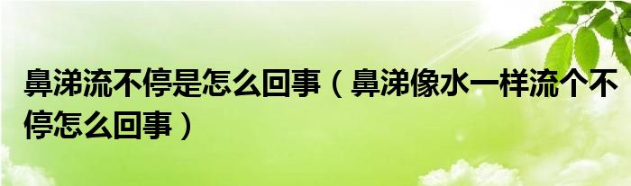 鼻涕流不停是怎么回事（鼻涕像水一样流个不停怎么回事）