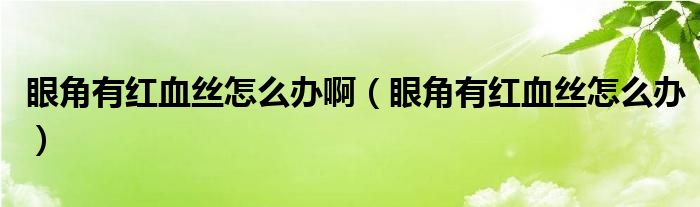 眼角有红血丝怎么办啊（眼角有红血丝怎么办）