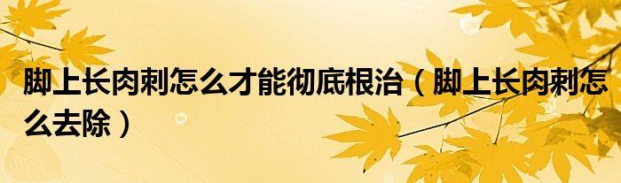 脚上长肉刺怎么才能彻底根治（脚上长肉刺怎么去除）