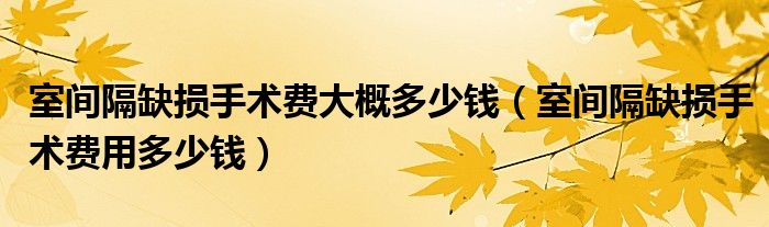 室间隔缺损手术费大概多少钱（室间隔缺损手术费用多少钱）