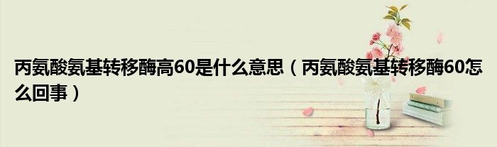 丙氨酸氨基转移酶高60是什么意思（丙氨酸氨基转移酶60怎么回事）