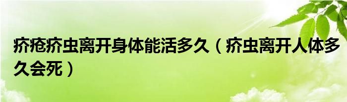 疥疮疥虫离开身体能活多久（疥虫离开人体多久会死）