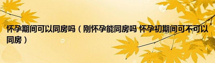 怀孕期间可以同房吗（刚怀孕能同房吗 怀孕初期间可不可以同房）